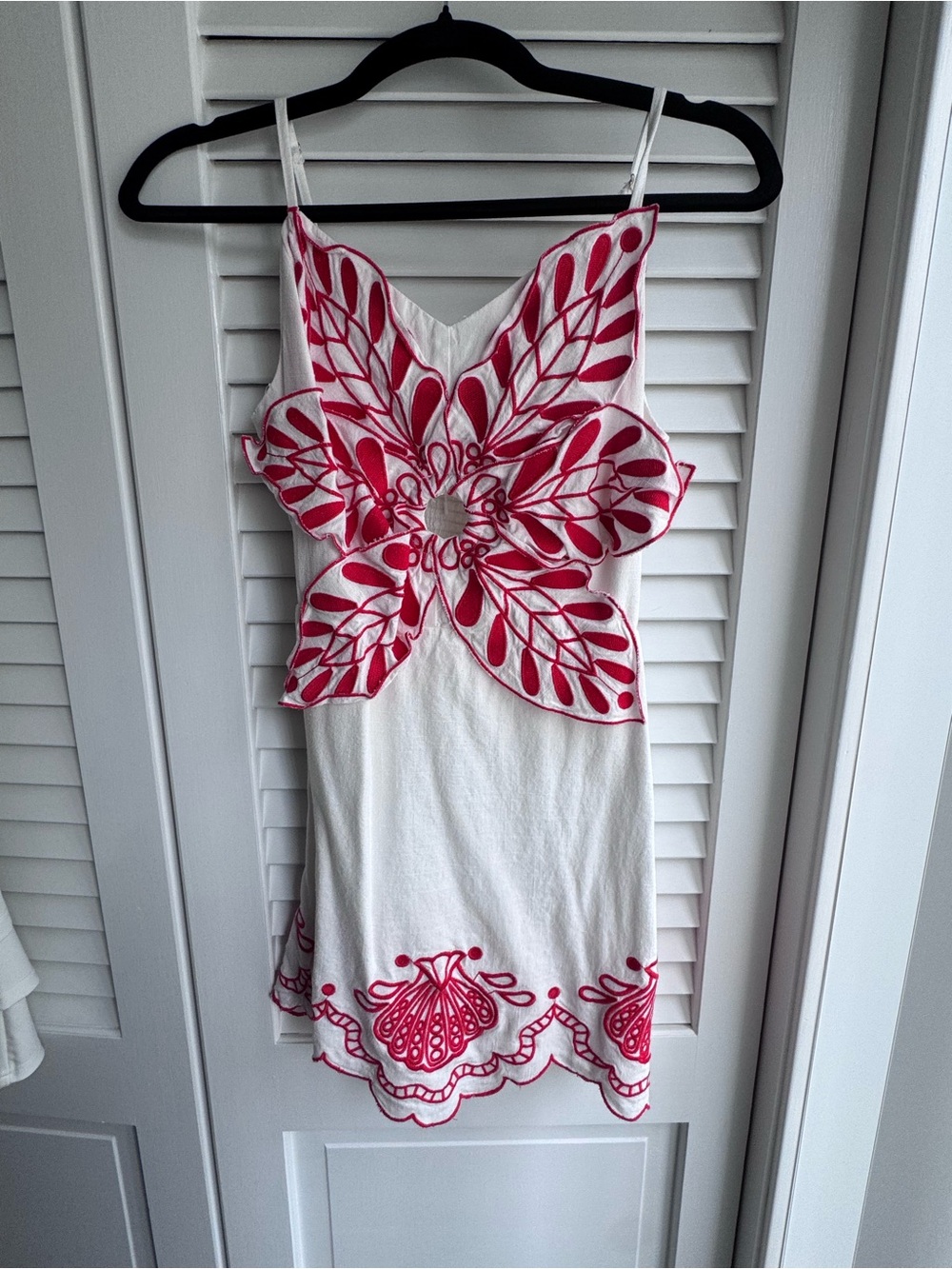 Fate White Mini Dress with Pink Floral Applique